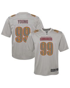 Youth Washington Commanders Chase Young Gray Atmosphere Fashion Game Jersey