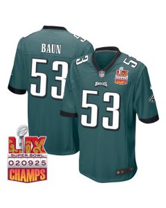 Zack Baun 53 Philadelphia Eagles Super Bowl LIX Champions Patch Game Men Jersey – Midnight Green