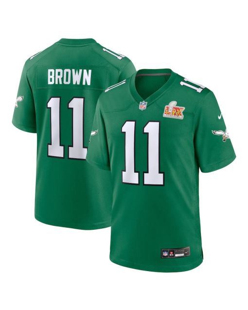 A.J. Brown 11 Philadelphia Eagles Super Bowl LIX 2nd Alternate Game Jersey – Kelly Green