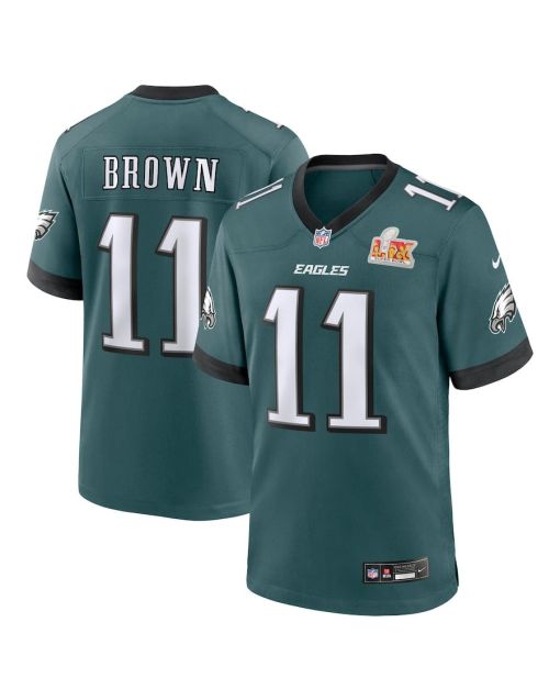 A.J. Brown 11 Philadelphia Eagles Super Bowl LIX Game Player Jersey – Midnight Green