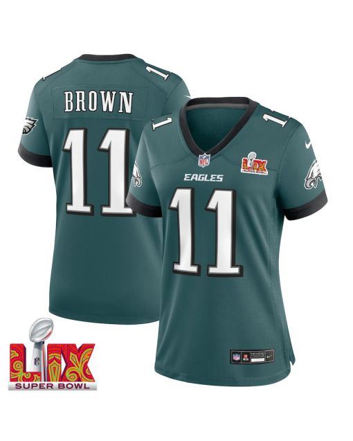 A.J. Brown #11 Philadelphia Eagles Super Bowl LIX Women’s Jersey – Midnight Green