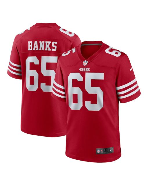 Aaron Banks 65 San Francisco 49ers Game Men Jersey – Scarlet