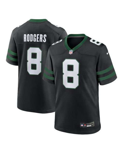 Aaron Rodgers 8 New York Jets Alternate Game Men Jersey – Legacy Black