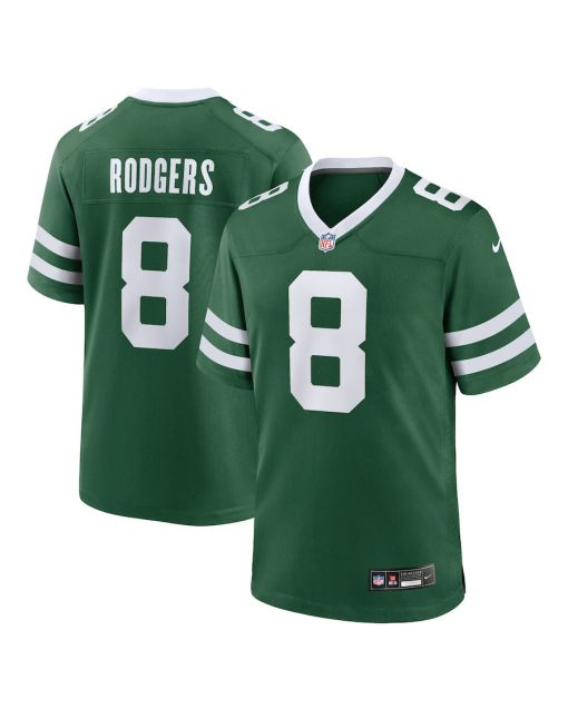 Aaron Rodgers 8 New York Jets Game Men Jersey – Legacy Green