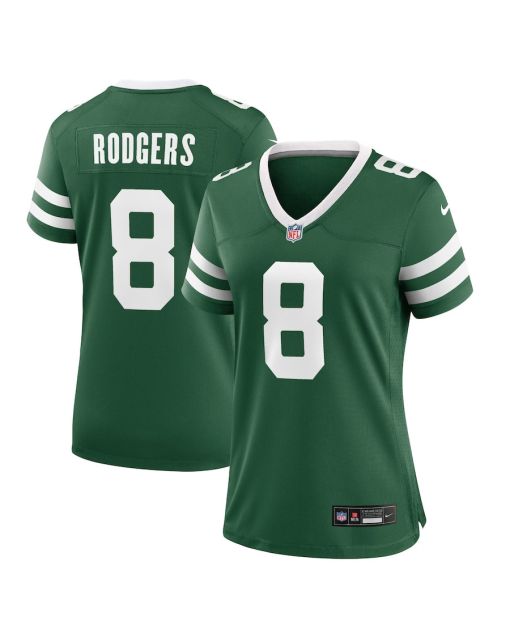 Aaron Rodgers 8 New York Jets Game Women Jersey – Legacy Green