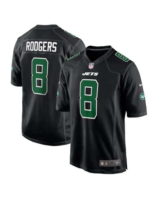 Aaron Rodgers 8 New York Jets Men Fashion Game Jersey – Black