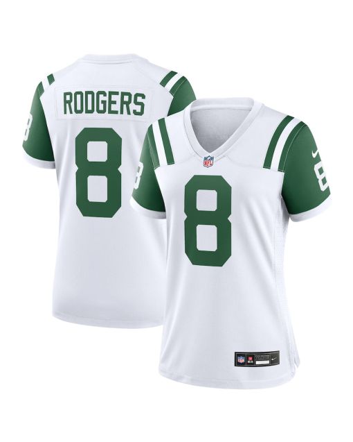 Aaron Rodgers 8 New York Jets Women’s Classic Alternate Game Jersey – White