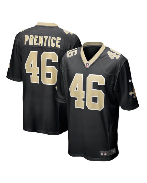 Adam Prentice 46 New Orleans Saints Men Game Jersey – Black