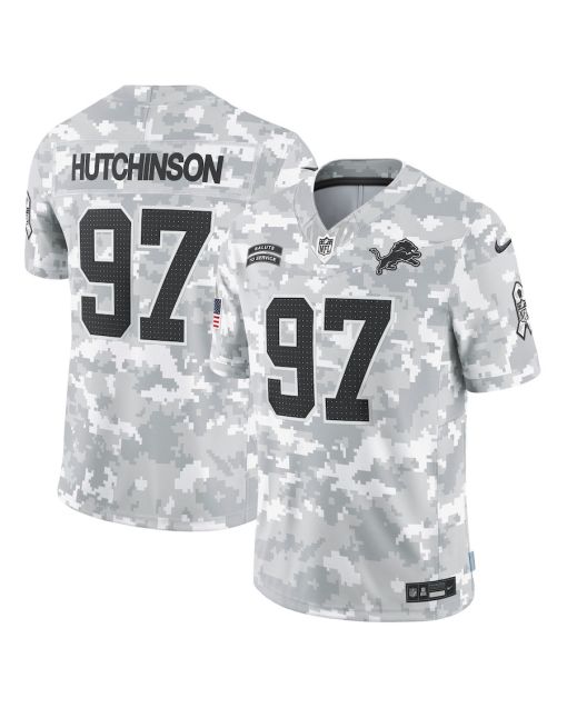 Aidan Hutchinson 97 Detroit Lions 2024 Salute to Service Limited Men Jersey – Arctic Camo