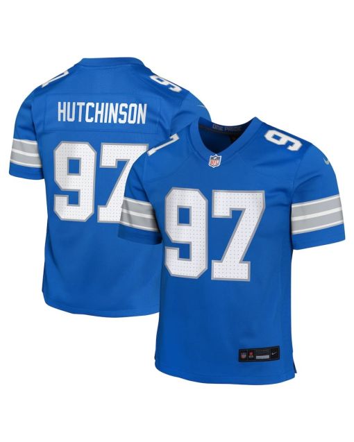 Aidan Hutchinson 97 Detroit Lions Team Player Game YOUTH Jersey – Blue