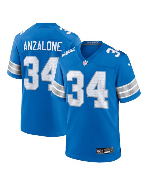 Alex Anzalone 34 Detroit Lions Game Men Jersey – Blue