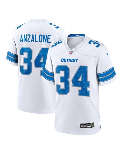 Alex Anzalone 34 Detroit Lions White Game Men Jersey – White