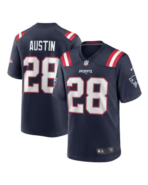 Alex Austin 28 New England Patriots Team Game Men Jersey – Navy