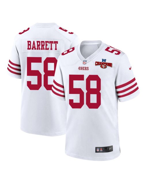 Alex Barrett 58 San Francisco 49ers NFC Champions Patch Game Men Jersey – White