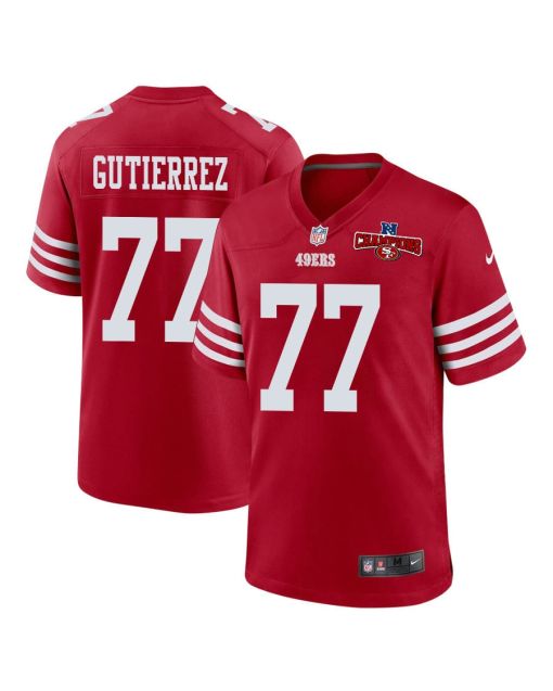 Alfredo Gutierrez 77 San Francisco 49ers NFC Champions Patch Game Men Jersey – Scarlet