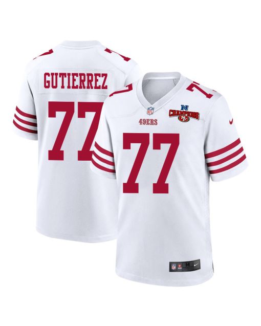 Alfredo Gutierrez 77 San Francisco 49ers NFC Champions Patch Game Men Jersey – White