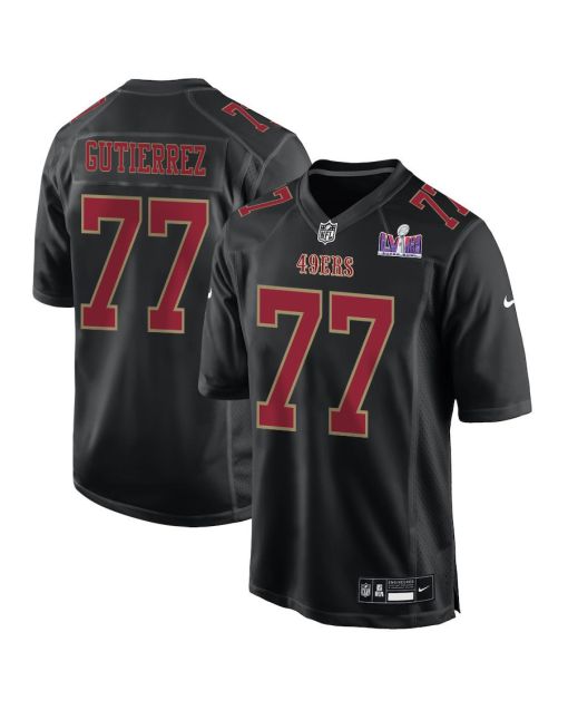 Alfredo Gutierrez 77 San Francisco 49ers Super Bowl LVIII Patch Fashion Game Men Jersey – Carbon Black