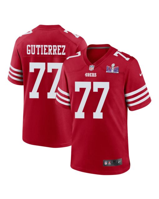 Alfredo Gutierrez 77 San Francisco 49ers Super Bowl LVIII Patch Game Men Jersey – Scarlet