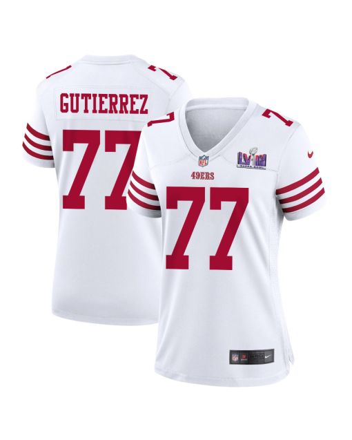 Alfredo Gutierrez 77 San Francisco 49ers Super Bowl LVIII Patch Game Women Jersey – White
