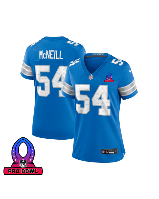 Alim McNeill 54 Detroit Lions 2025 Pro Bowl Patch Women Game Jersey – Blue