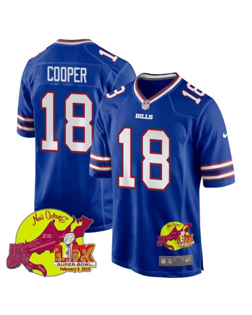 Amari Cooper 18 Buffalo Bills Super Bowl LIX New Orleans Patch Game Men Jersey – Royal