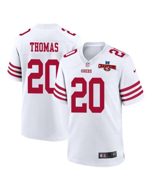 Ambry Thomas 20 San Francisco 49ers NFC Champions Patch Game Men Jersey – White