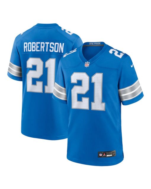 Amik Robertson 21 Detroit Lions Team Game Men Jersey – Blue