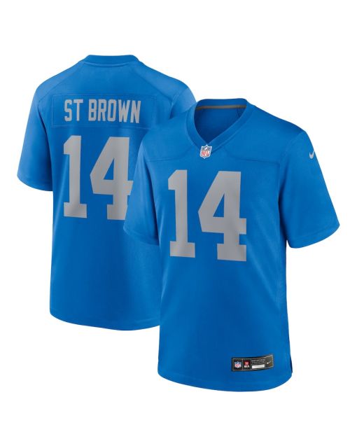 Amon-Ra St. Brown 14 Detroit Lions Alternate Game Men Jersey – Blue