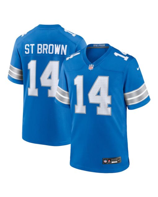 Amon-Ra St. Brown 14 Detroit Lions Game Jersey – Men, Blue