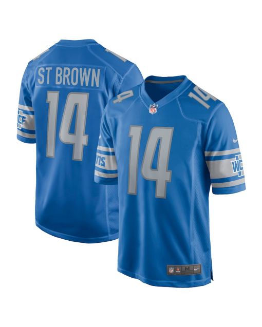 Amon-Ra St. Brown 14 Detroit Lions Men Game Jersey – Blue