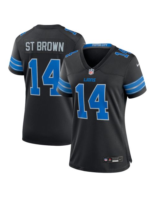 Amon-Ra St. Brown 14 Detroit Lions Women’s 2nd Alternate Game Jersey – Black