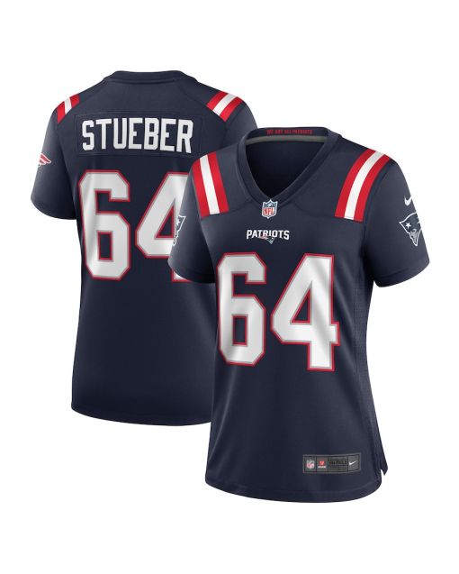 Andrew Stueber 64 New England Patriots Women Game Jersey – Navy