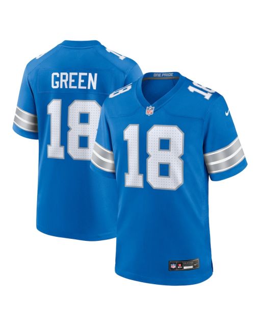 Antoine Green 18 Detroit Lions Team Game Men Jersey – Blue