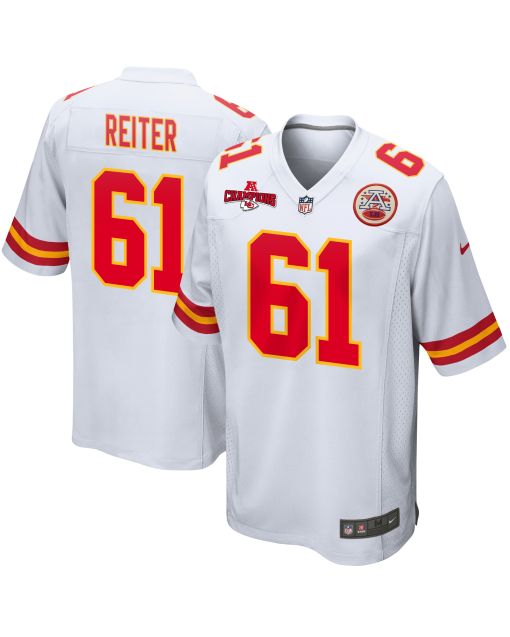 Austin Reiter 61 Kansas City Chiefs AFC Champions Patch Game Men Jersey – White