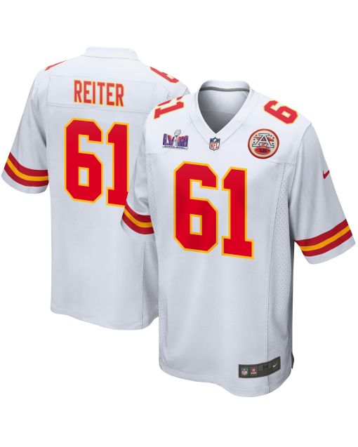 Austin Reiter 61 Kansas City Chiefs Super Bowl LVIII Patch Game Men Jersey – White