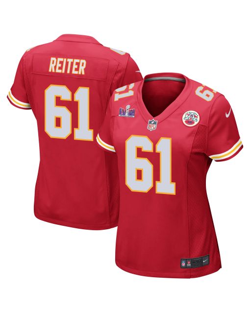 Austin Reiter 61 Kansas City Chiefs Super Bowl LVIII Patch Game Women Jersey – Red