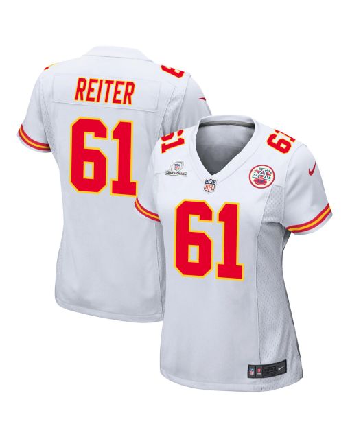 Austin Reiter 61 Kansas City Chiefs Super Bowl LVIII Patch Game Women Jersey – White