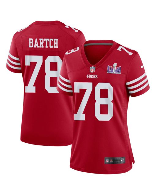 Ben Bartch 78 San Francisco 49ers Super Bowl LVIII Patch Game Women Jersey – Scarlet