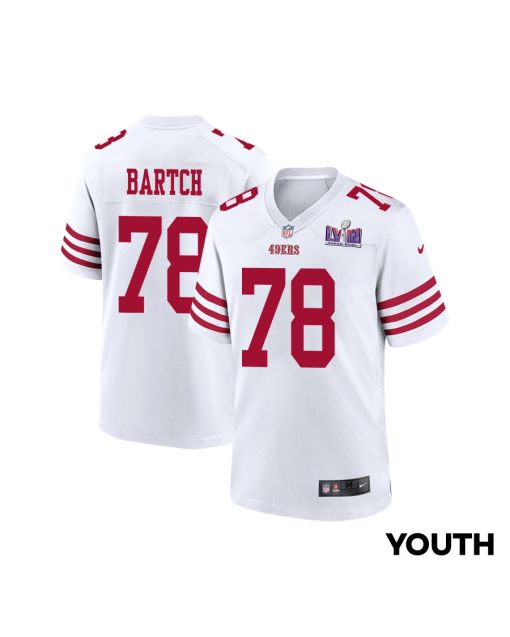 Ben Bartch 78 San Francisco 49ers Super Bowl LVIII Patch Game YOUTH Jersey – White