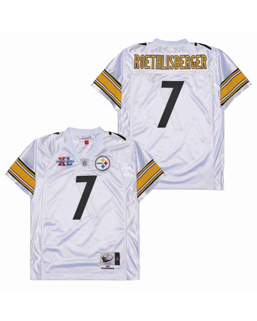 Ben Roethlisberger 7 Pittsburgh Steelers Super Bowl XL Retro Throwback Men Jersey – White