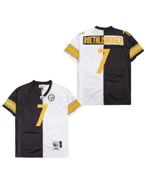Ben Roethlisberger 7 Pittsburgh Steelers Two-Toned Retro Throwback Men Jersey – Black/White