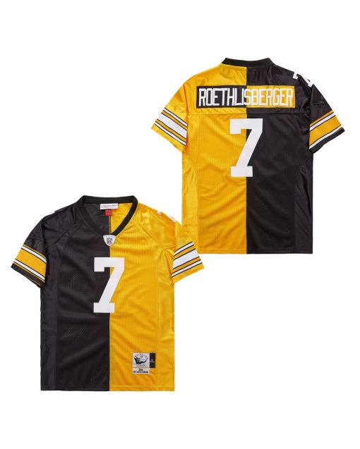 Ben Roethlisberger 7 Pittsburgh Steelers Two-Toned Retro Throwback Men Jersey – Black/Yellow
