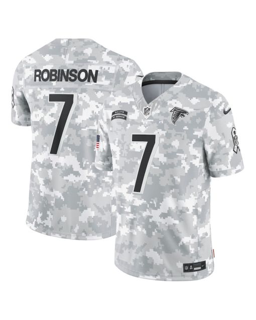 Bijan Robinson 7 Atlanta Falcons 2024 Salute to Service Limited Men Jersey – Arctic Camo