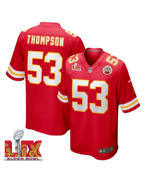 BJ Thompson #53 Kansas City Chiefs Super Bowl LIX Jersey – Men’s – Red