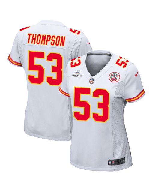 BJ Thompson 53 Kansas City Chiefs Super Bowl LVIII Patch Game Women Jersey – White