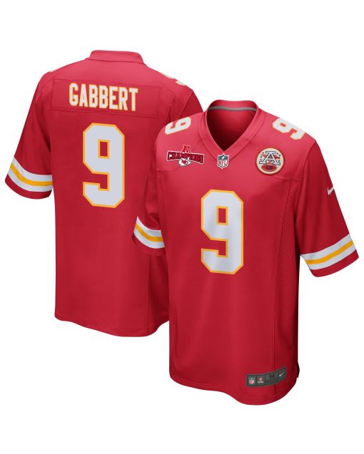 Blaine Gabbert 9 Kansas City Chiefs AFC Champions Patch Game Men Jersey – Red