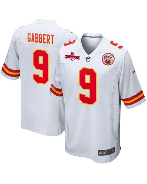 Blaine Gabbert 9 Kansas City Chiefs AFC Champions Patch Game Men Jersey – White