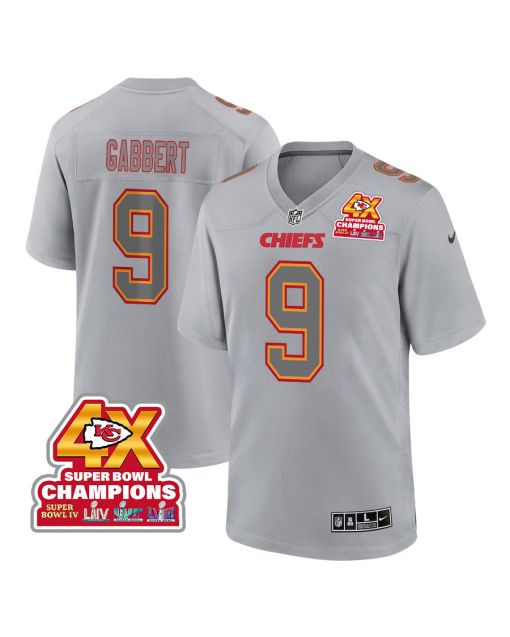 Blaine Gabbert 9 Kansas City Chiefs Super Bowl LVIII Champions 4X Atmosphere Fashion Game Men Jersey – Gray