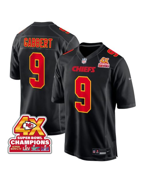 Blaine Gabbert 9 Kansas City Chiefs Super Bowl LVIII Champions 4X Fashion Game Men Jersey – Carbon Black