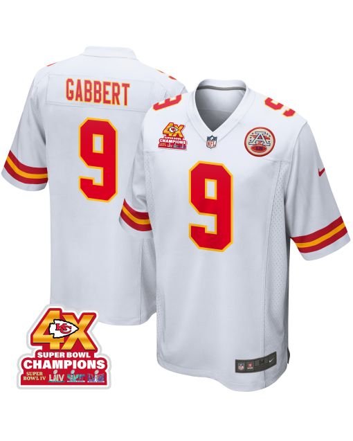 Blaine Gabbert 9 Kansas City Chiefs Super Bowl LVIII Champions 4X Game Men Jersey – White